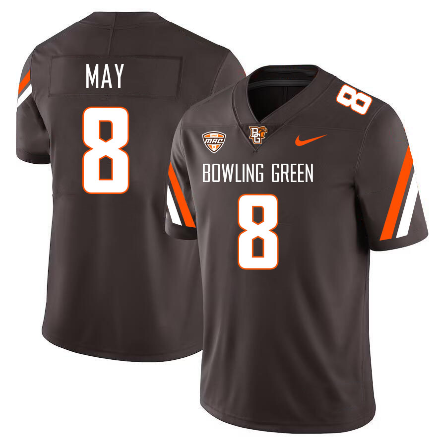 Bowling Green Falcons #8 Baron May College Football Jerseys Stitched-Brown